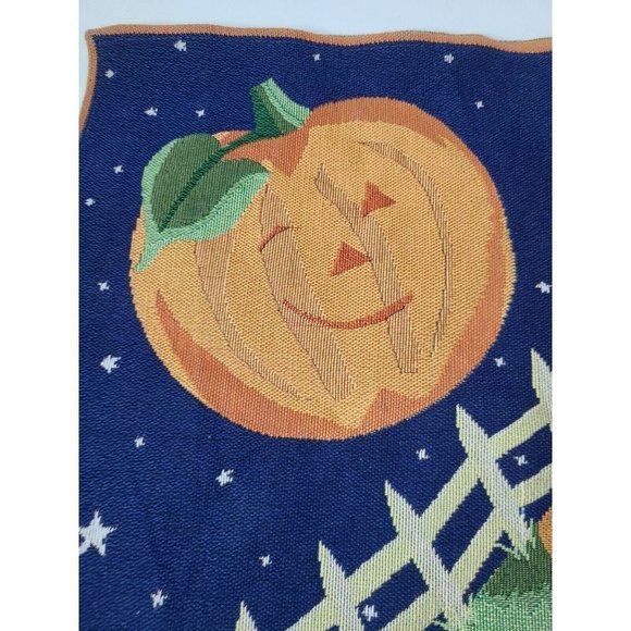 Set Of 2 Halloween Pumpkin Black Cat Pumpkin Patch Woven Cloth Placemats Vintage - Picture 2 of 7
